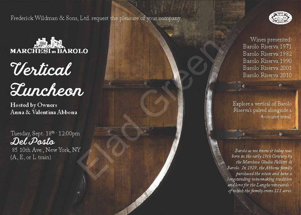 Marchesi di Barolo "Vertical Luncheon", New York, 09/2018