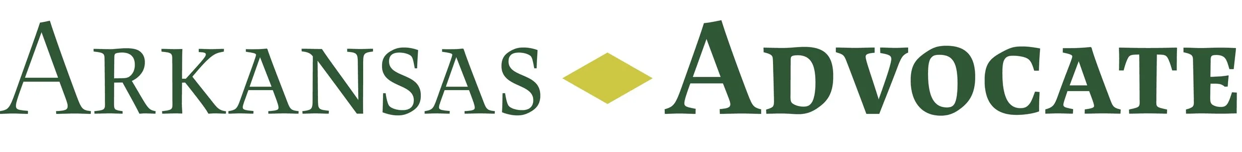 Arkansas Advocate logo with green and yellow diamond shape in the center.