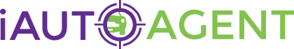 Logo for 'Auto Agent' featuring purple and green text with a target symbol around a car icon.