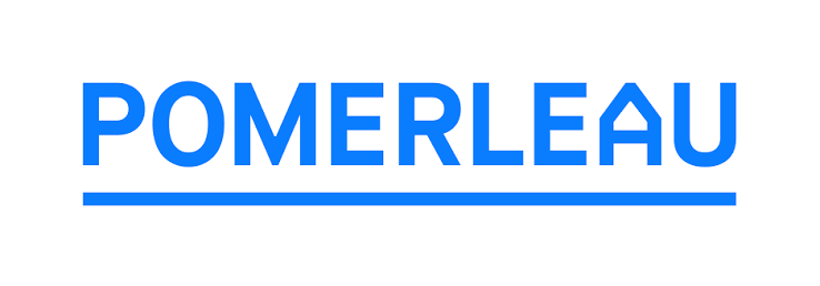 Pomerleau logo with blue text and underline.