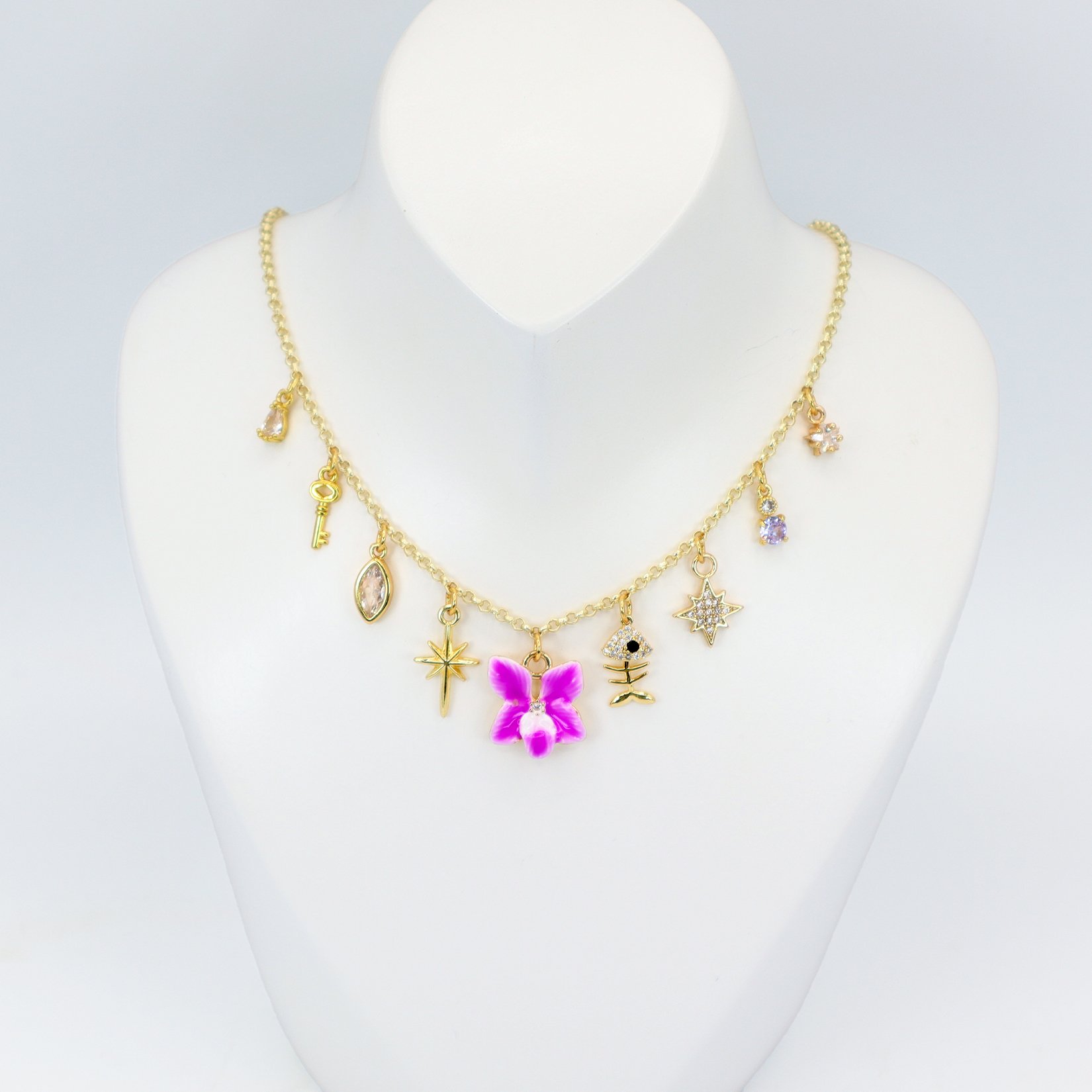 Orchid Charm Necklace