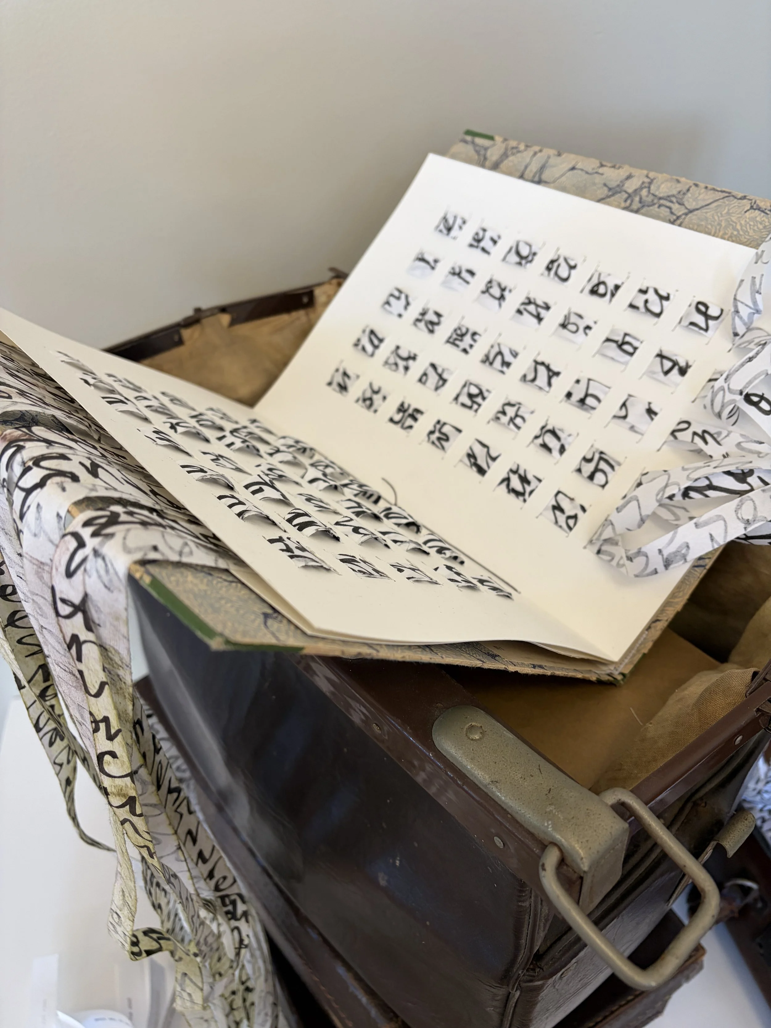 Words carried on the wind
Words spill from open books and travel beyond the confines of well worn suitcases.  Like words uttered in longing or supplication, these prayers are carried on the wind - the breath of the Holy Spirit - released into the wor