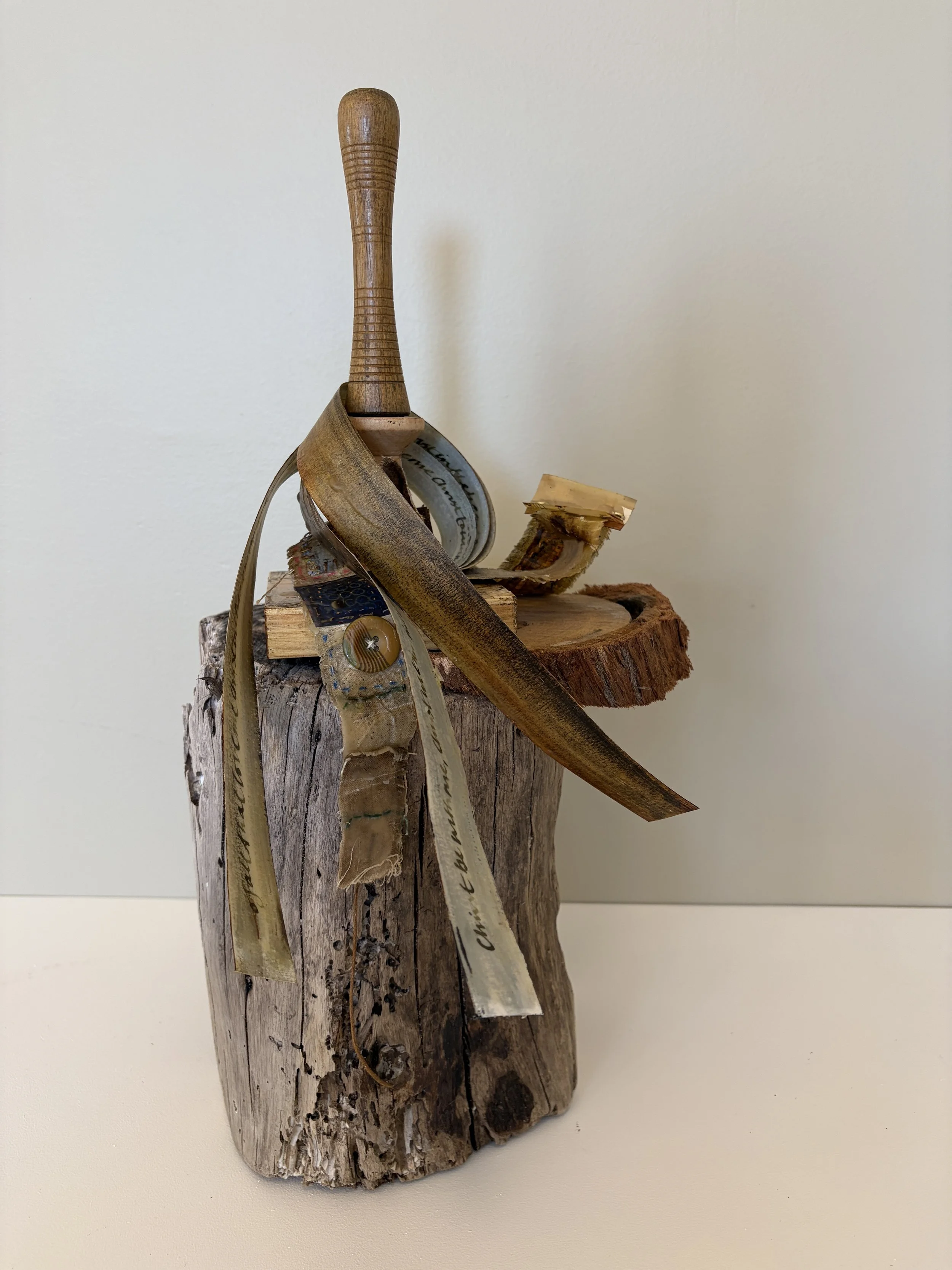 Circling prayer
Inspired by St Patrick’s Breastplate, the words of the ancient prayer are written on long strips of paper that circle and enfold the work. Like the prayer itself, they become a protective presence—binding together faith, strength and 