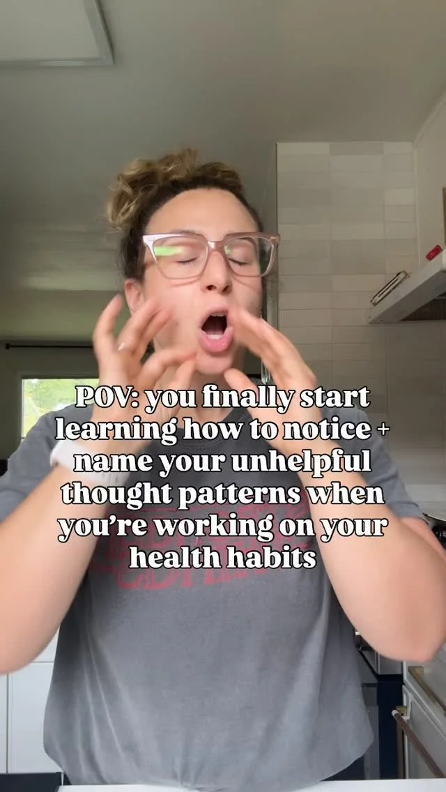 Practicing mindfulness while we are changing our habits can be a super helpful tool. Not all of our thought patterns are helpful but they do come through for a reason. Noticing them; naming them, and then letting them pass through with out judgment c