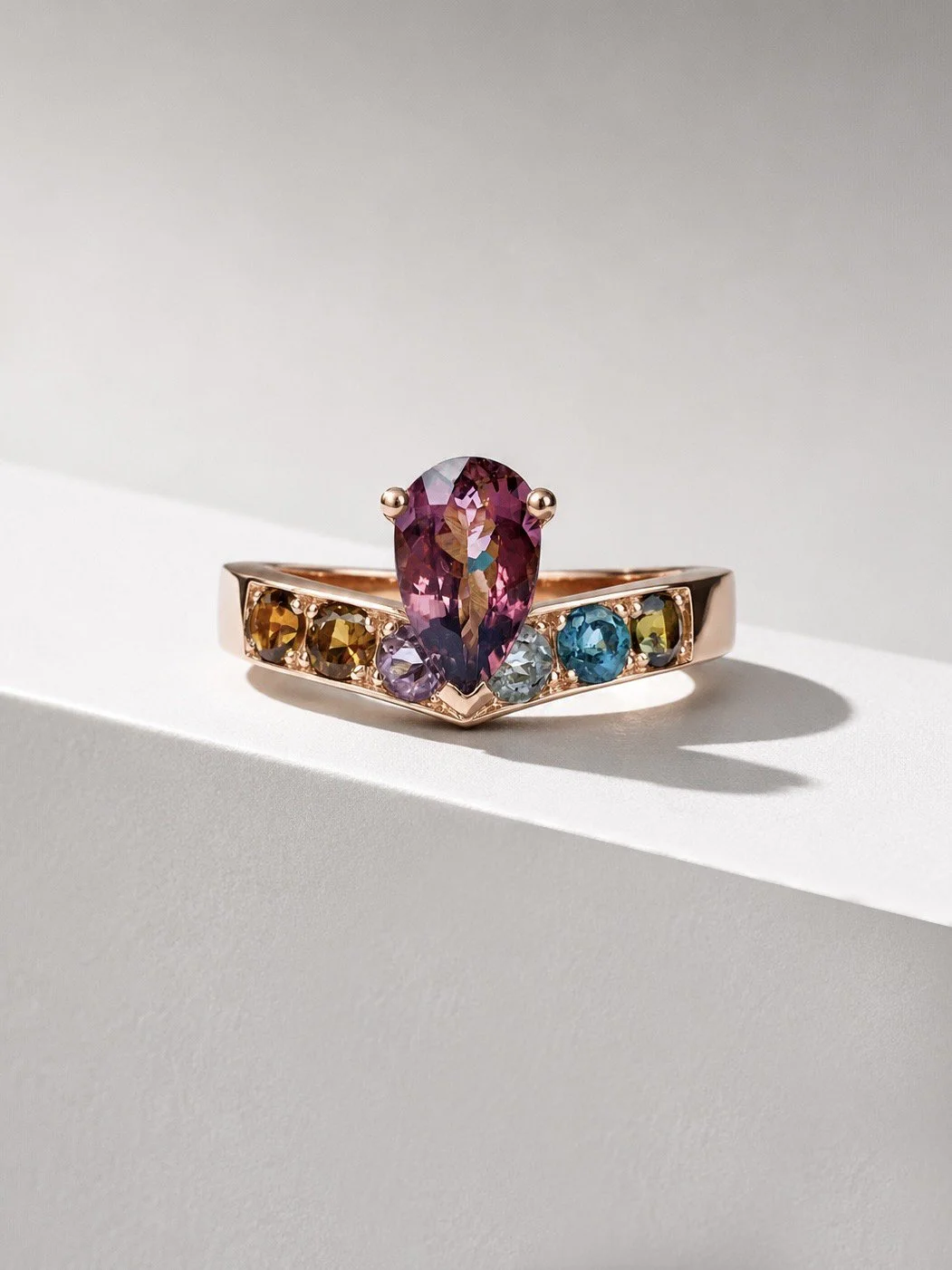 Solitaires Or Rose et Tourmalines
