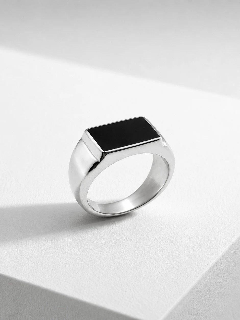 Chevalière Argent et Onyx