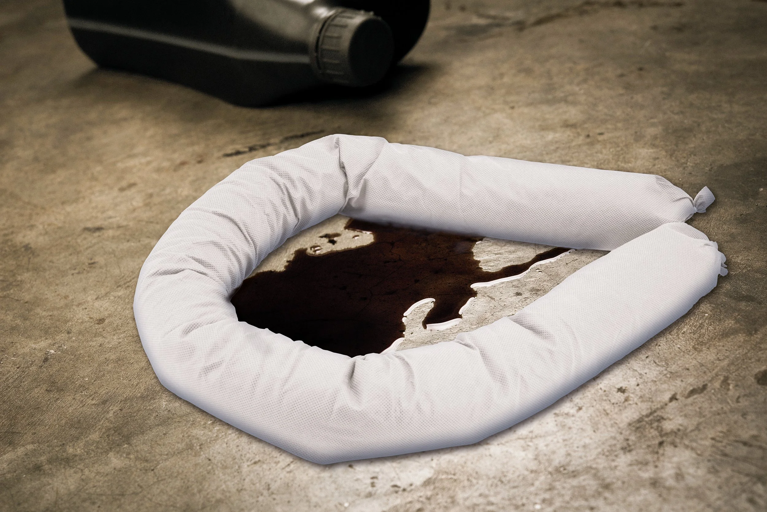Contain the slip risk: this new Absorbent Spill Sock controls oil spills fast