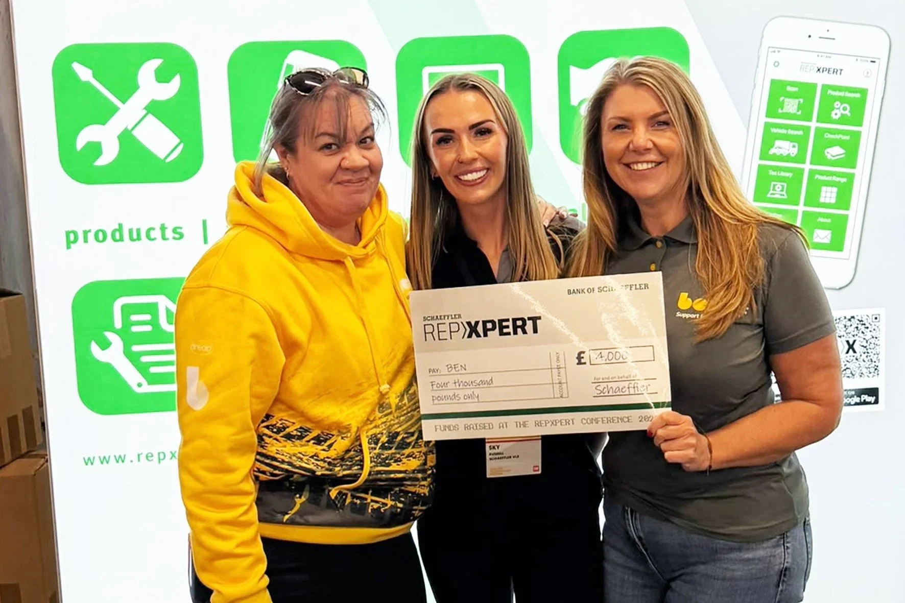 Schaeffler hands over £4,000 cheque to Ben at TechFest in Wembley