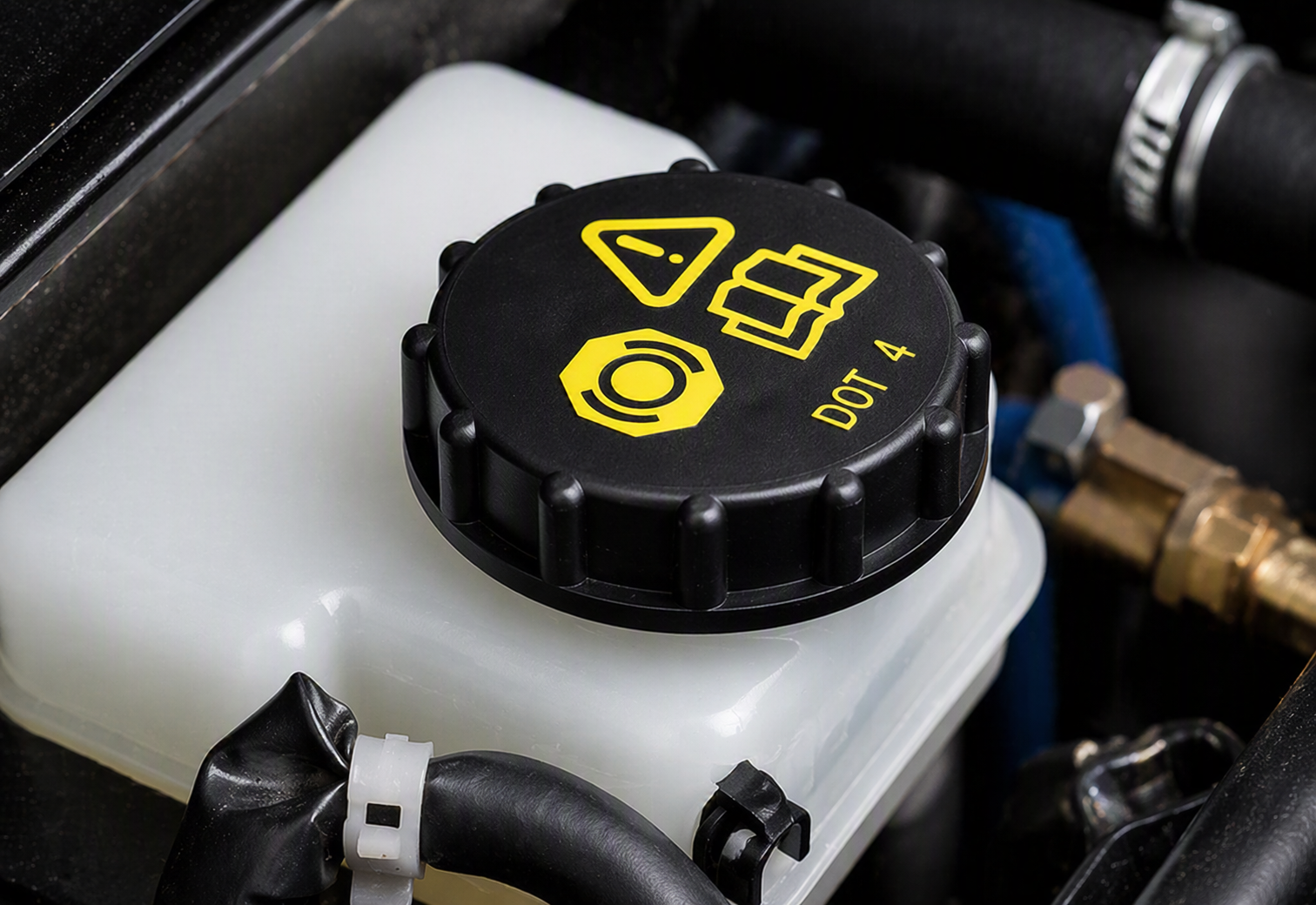 On many post-2015 vehicles, the cap still states “DOT 4” even where the system is designed for DOT 4 Low Viscosity