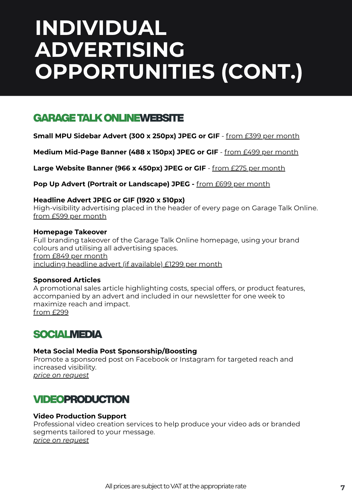 Advertising opportunities - website and social media