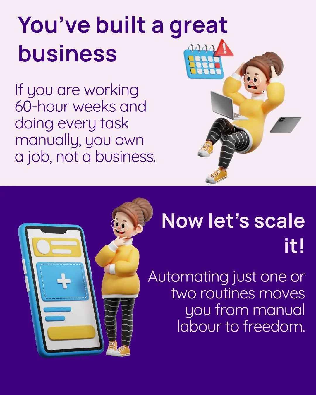 You&rsquo;ve built a great job. Here is how to turn it into a scalable business.

If you started your business for freedom, flexibility, and control over your own time, but now find yourself glued to your laptop working 60-hour weeks, you are not alo