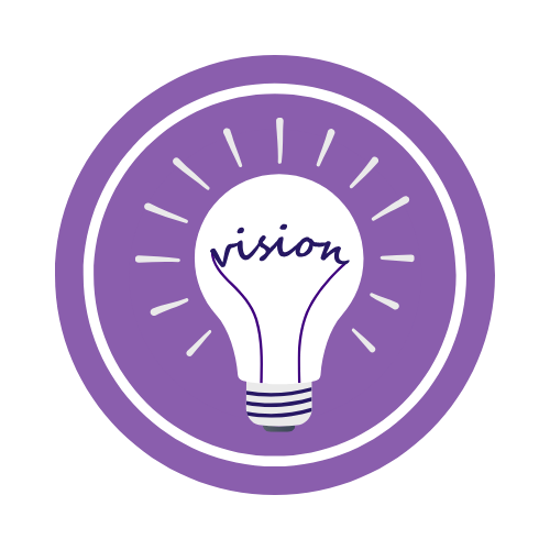 A lightbulb with the word Vision inside
