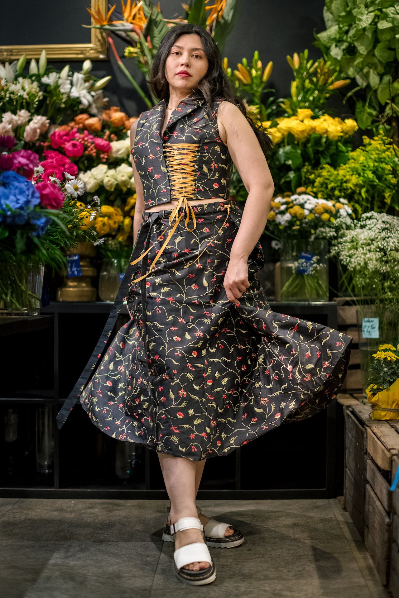 KORE/PERSEPHONE Size Adjustable Skirt | embroidered silk