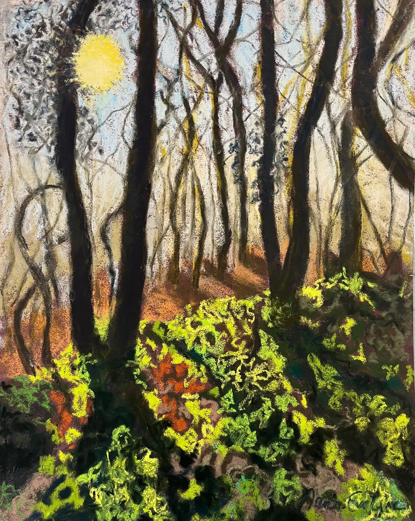 Lumières d'hiver - pastel sec sur papier technique - 40x30cm - 2025