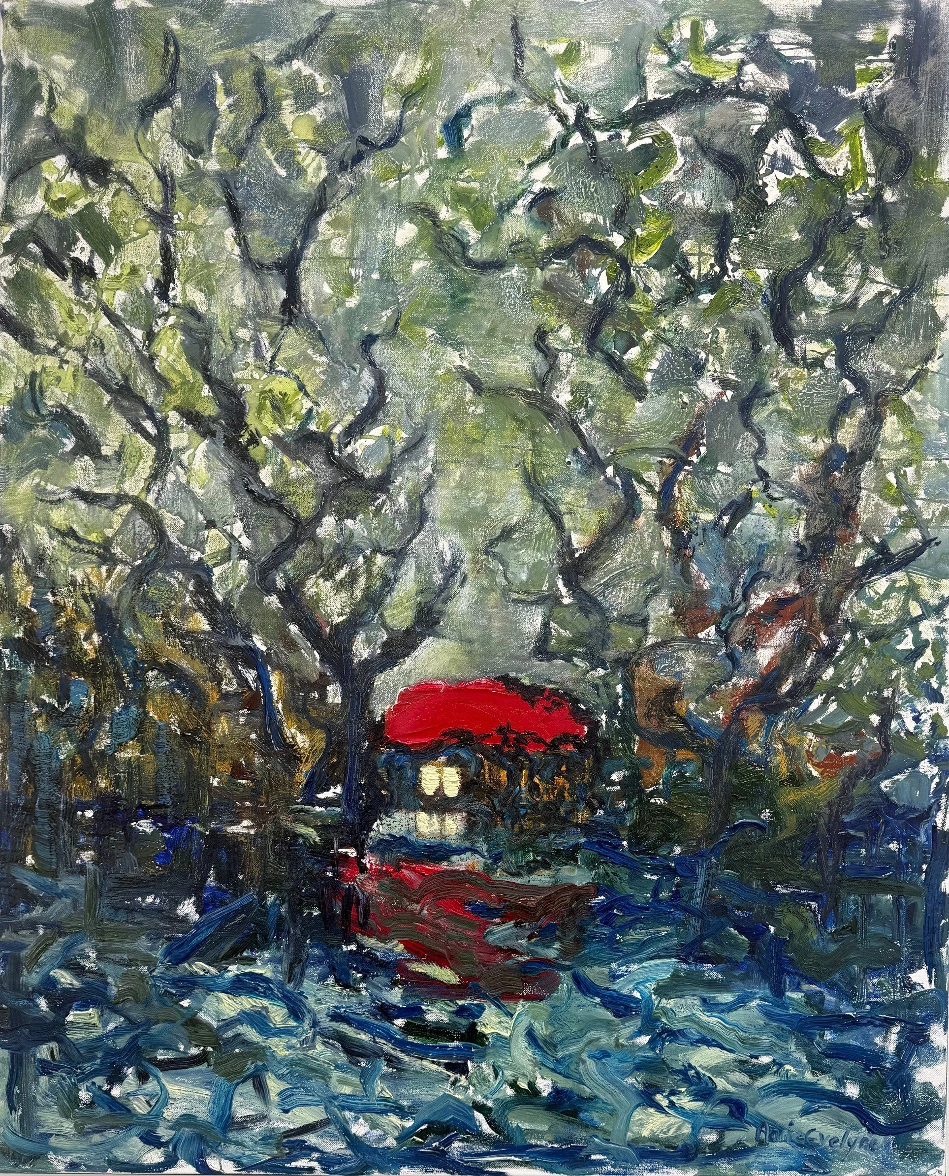 Maison du Lac II - Techniques mixtes - 100x81cm - 2025