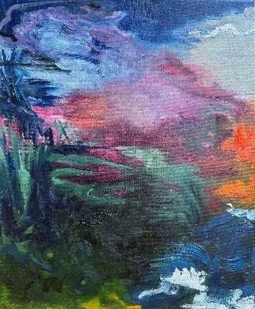 Nuit nordique II - Huile sur toile - diptyque 46x38cm x2 - 2025