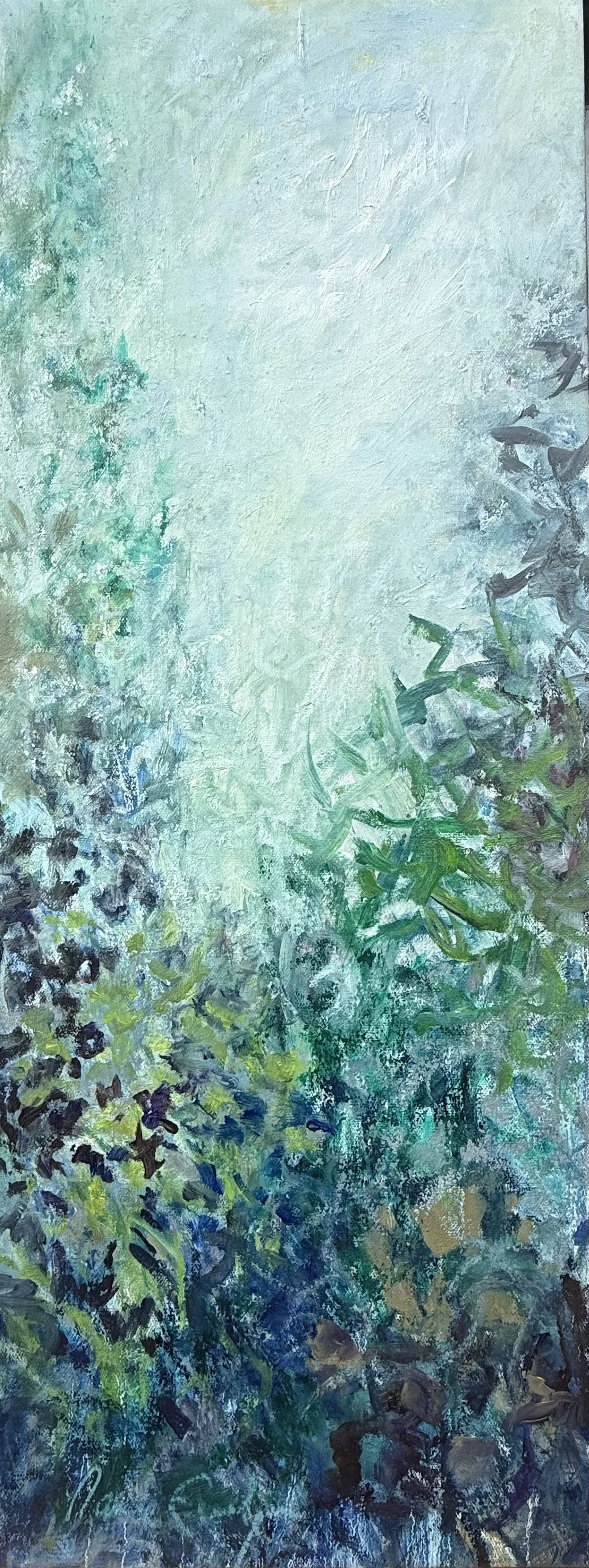 Présence végétale - Techniques mixtes huile majeure et oil stick - 85x33cm - 2026