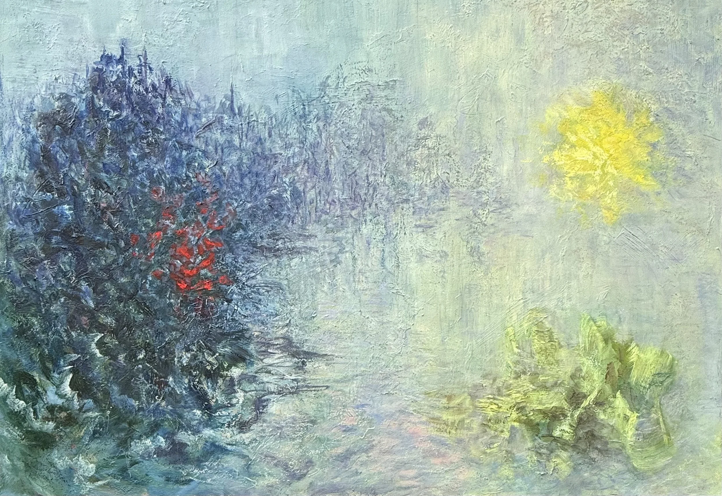 Eclat de lagune - Techniques mixtes huile majeure - 81x116cm - 2026