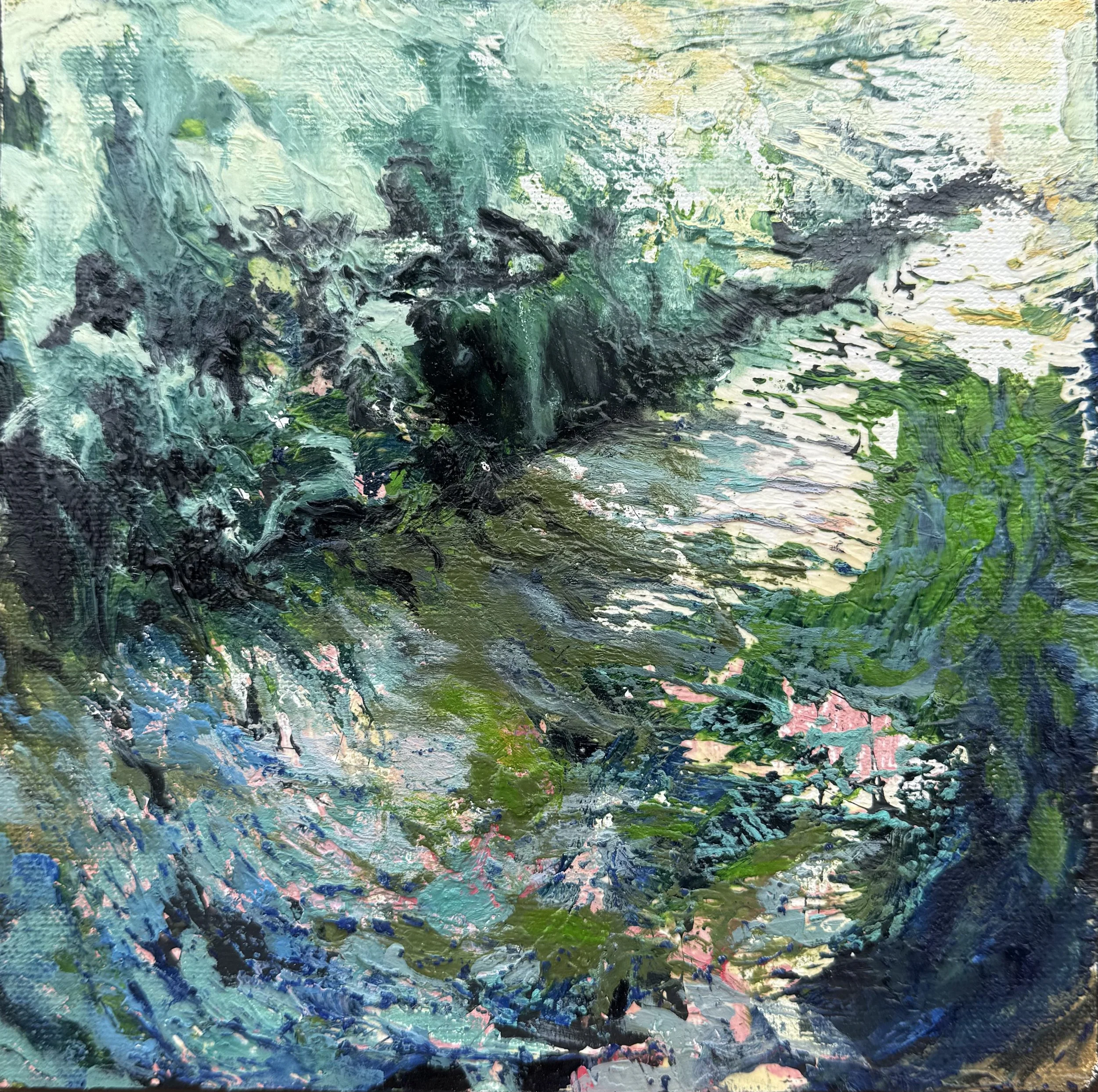 Série Chemin intime 1 - Techniques mixtes huile majeure - 20 x 20 cm - 2026