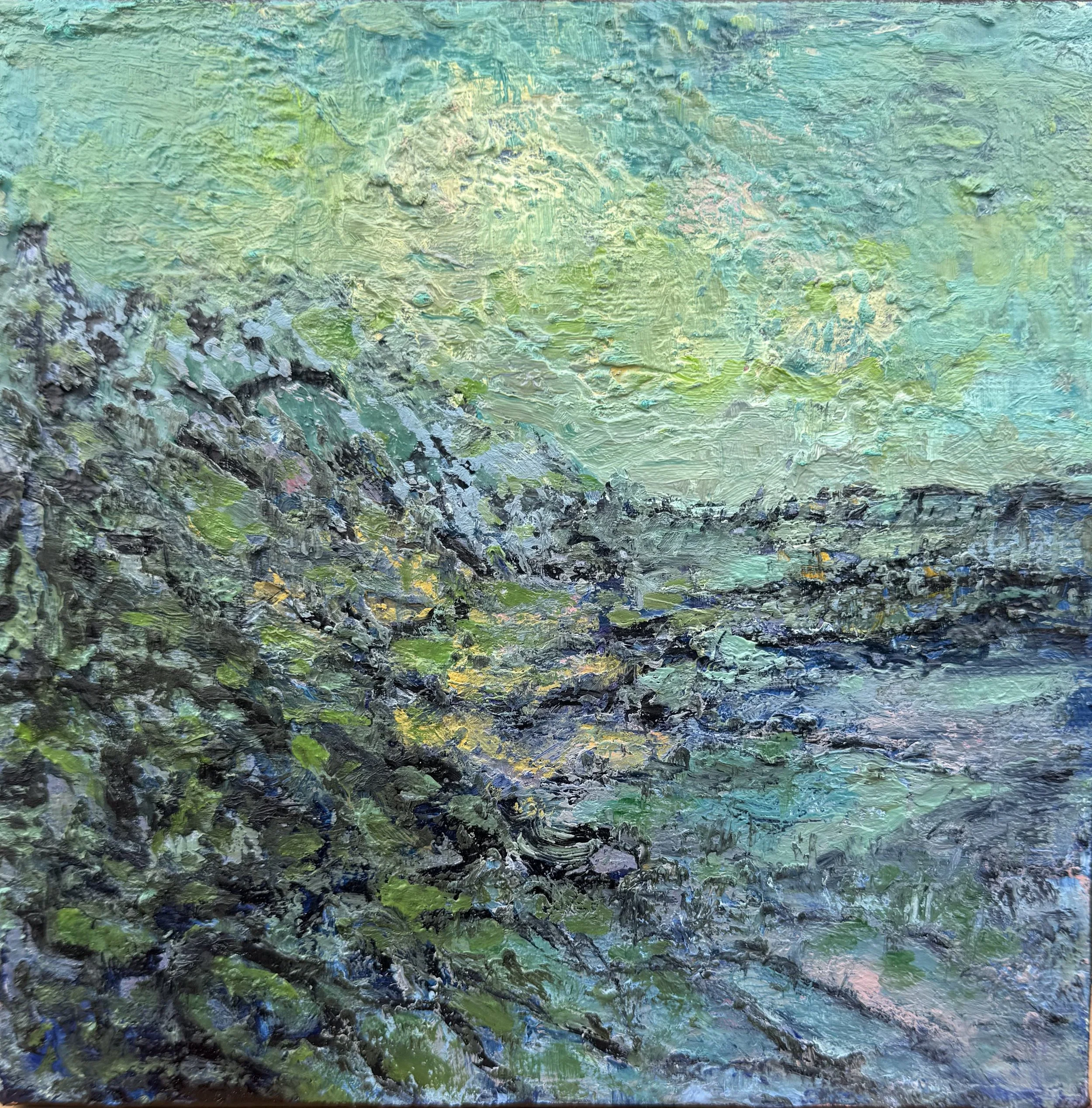 Série Chemin intime 6 - Techniques mixtes huile majeure - 20 x 20 cm - 2026