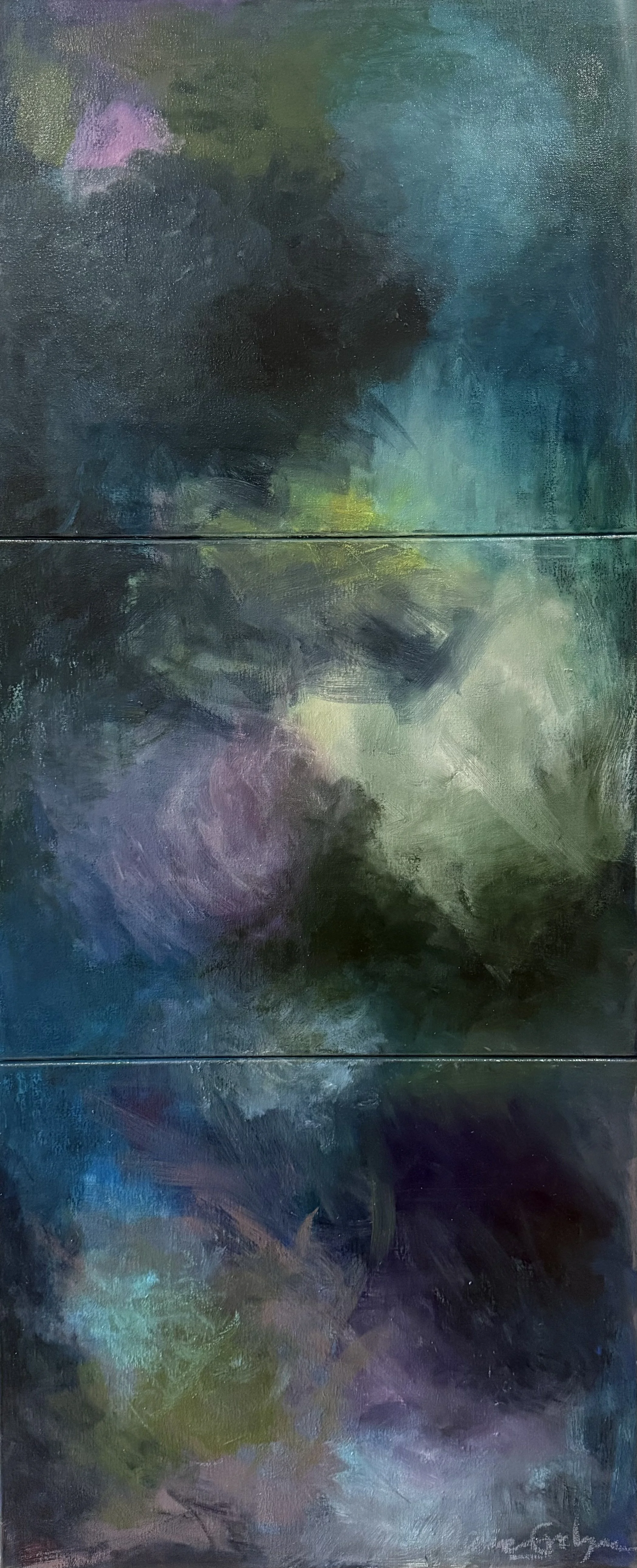 Sanctuaire 1 (triptyque vertical) - Techniques mixtes huile majeure - 120 x 49 cm - 2026