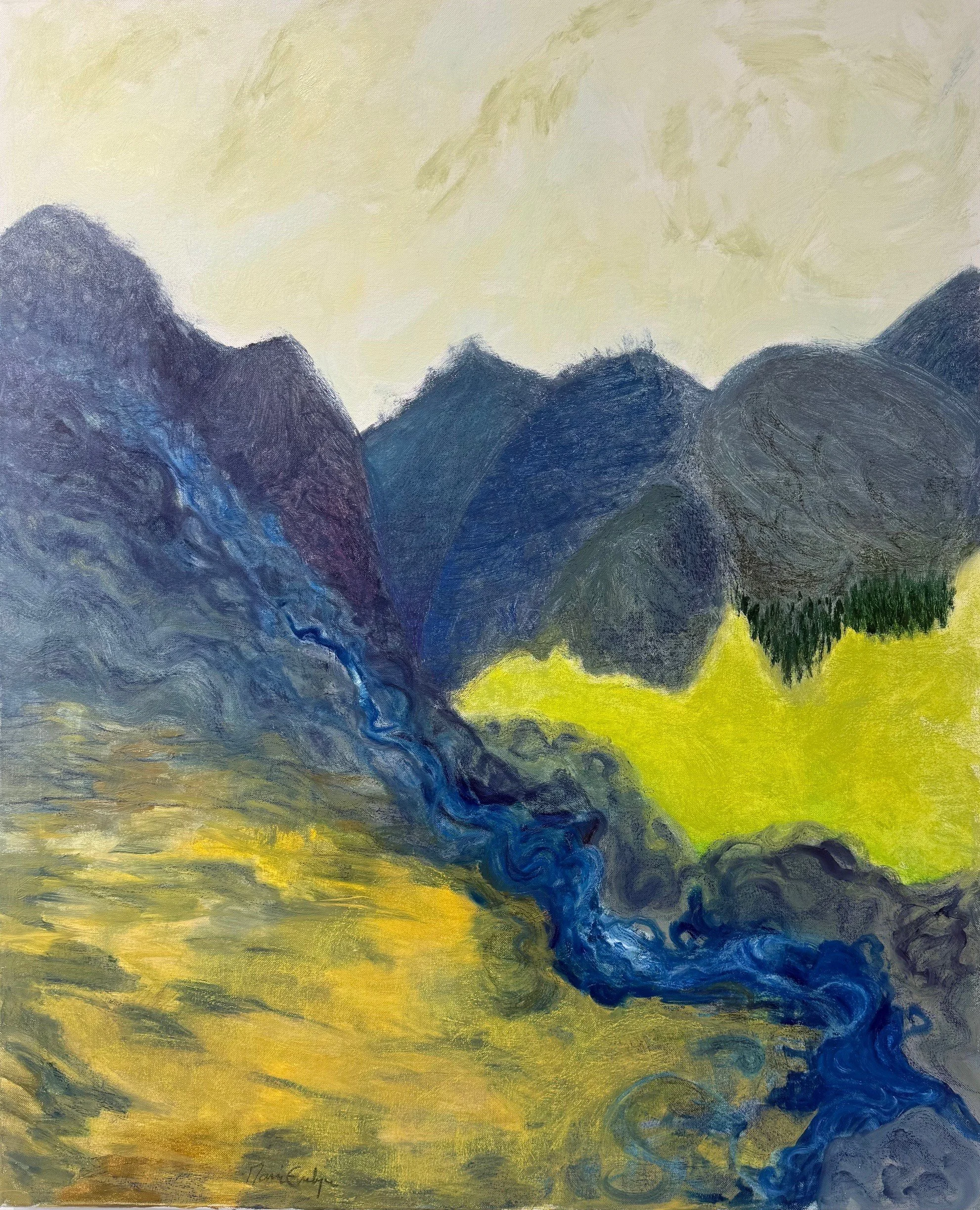 Retour d'Ecosse - huile sur toile et pastel gras - 100x80cm - 2025