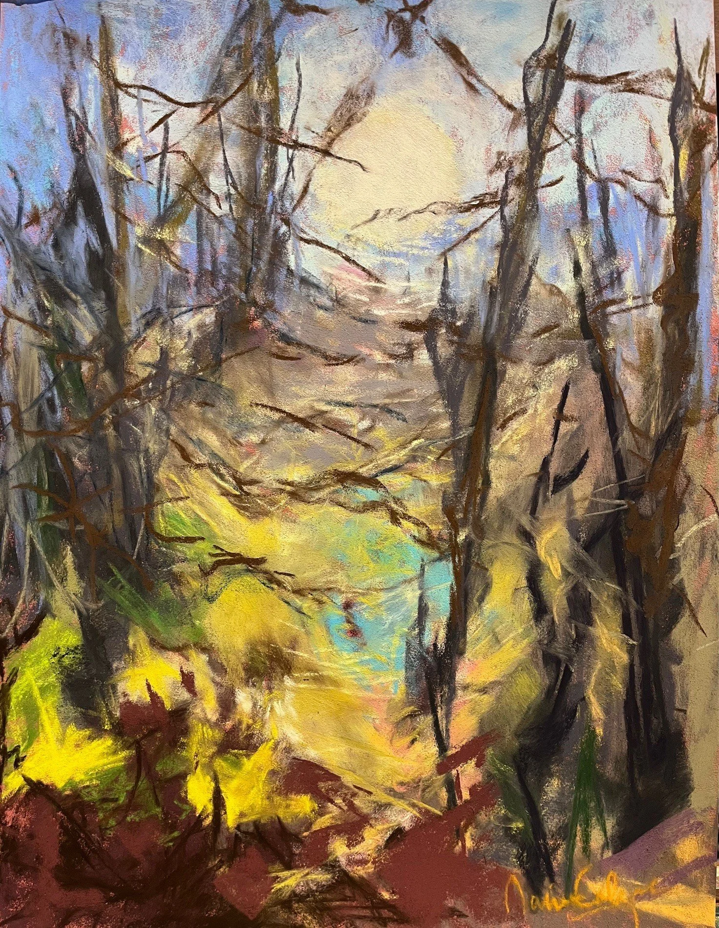 Paysage hivernal sur papier technique - pastel sec - 40x30cm - 2024