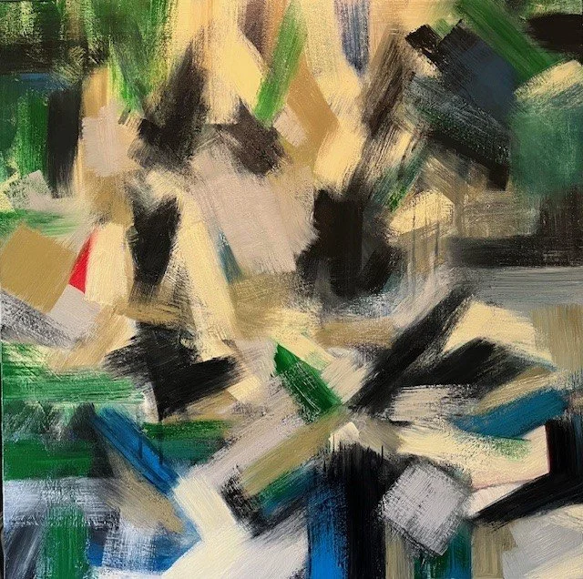 Abstract - vert, noir, dissonante - huile sur toile - 80x80cm - 2024