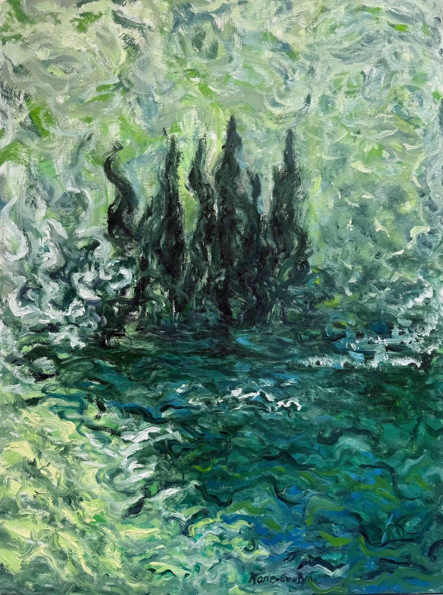 Hommage aux cyprès de Van Gogh - huile sur toile - 80x60cm - 2025