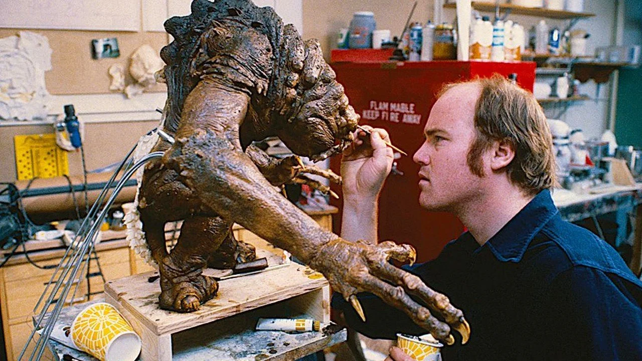 Phil Tippett paints the Rancor miniature that was used for 'Star Wars: Return of the Jedi.'