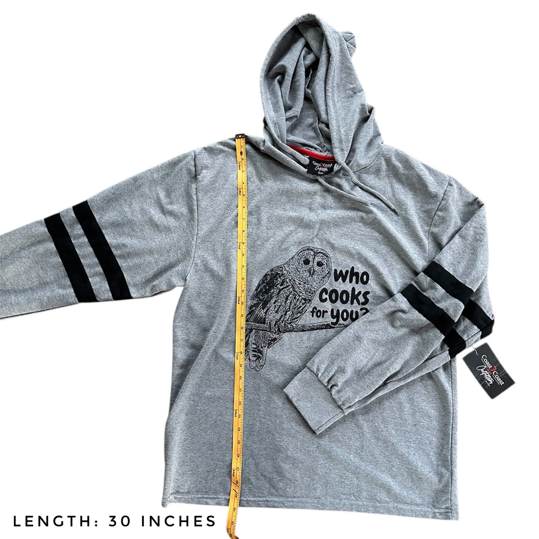 Long-sleeve shirt length 30 inches