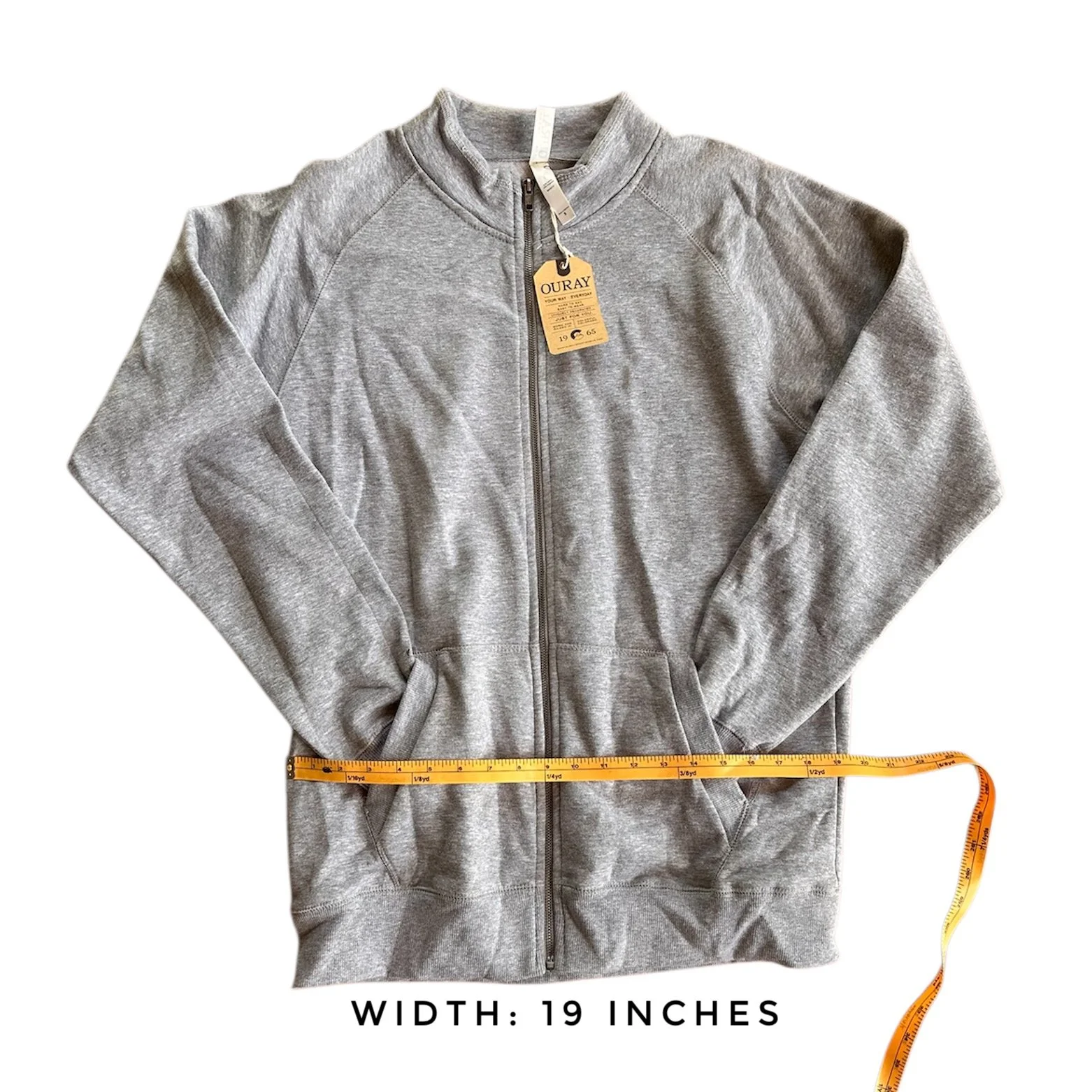 Sweatshirt width 19 inches