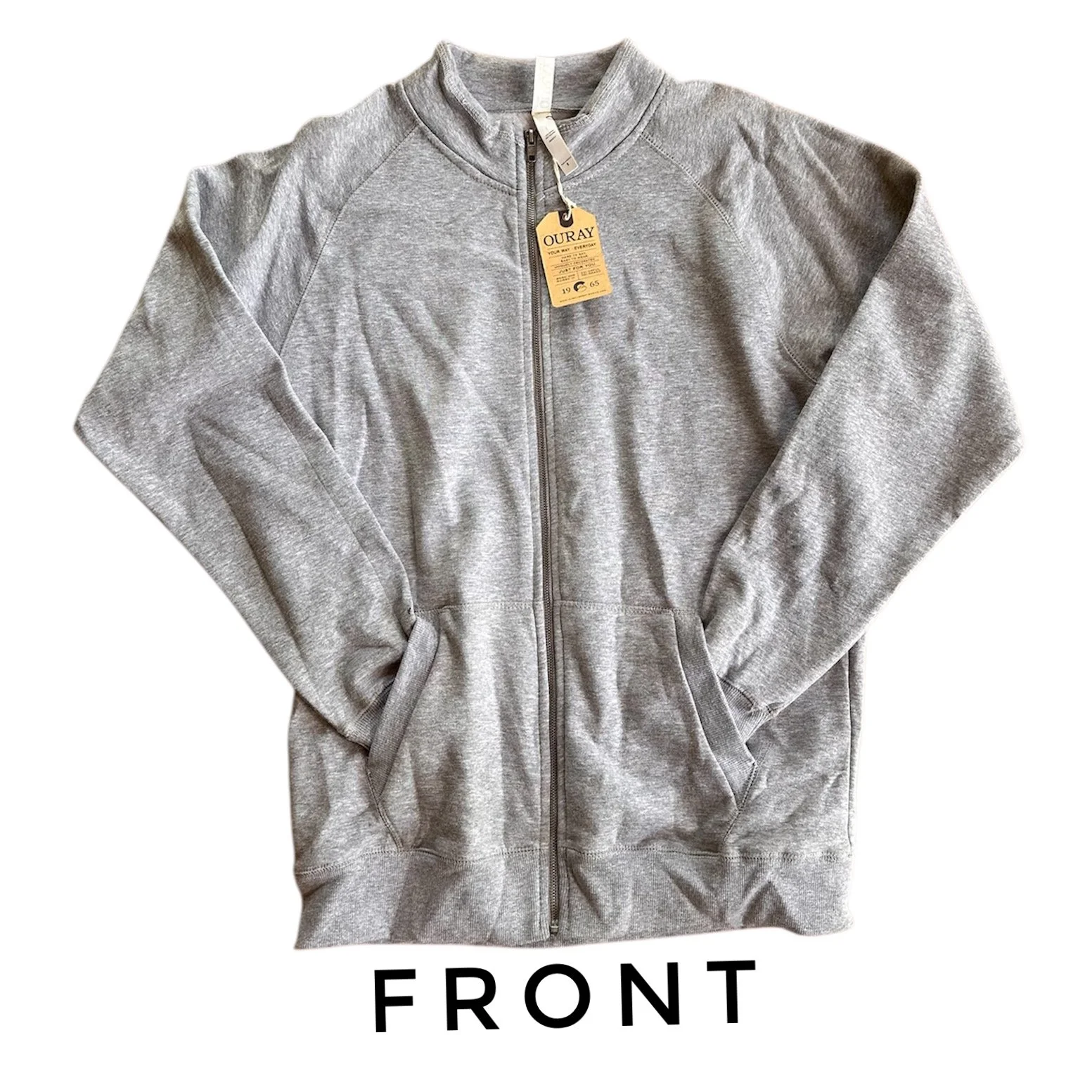 Sweatshirt front with zipper, no printing
