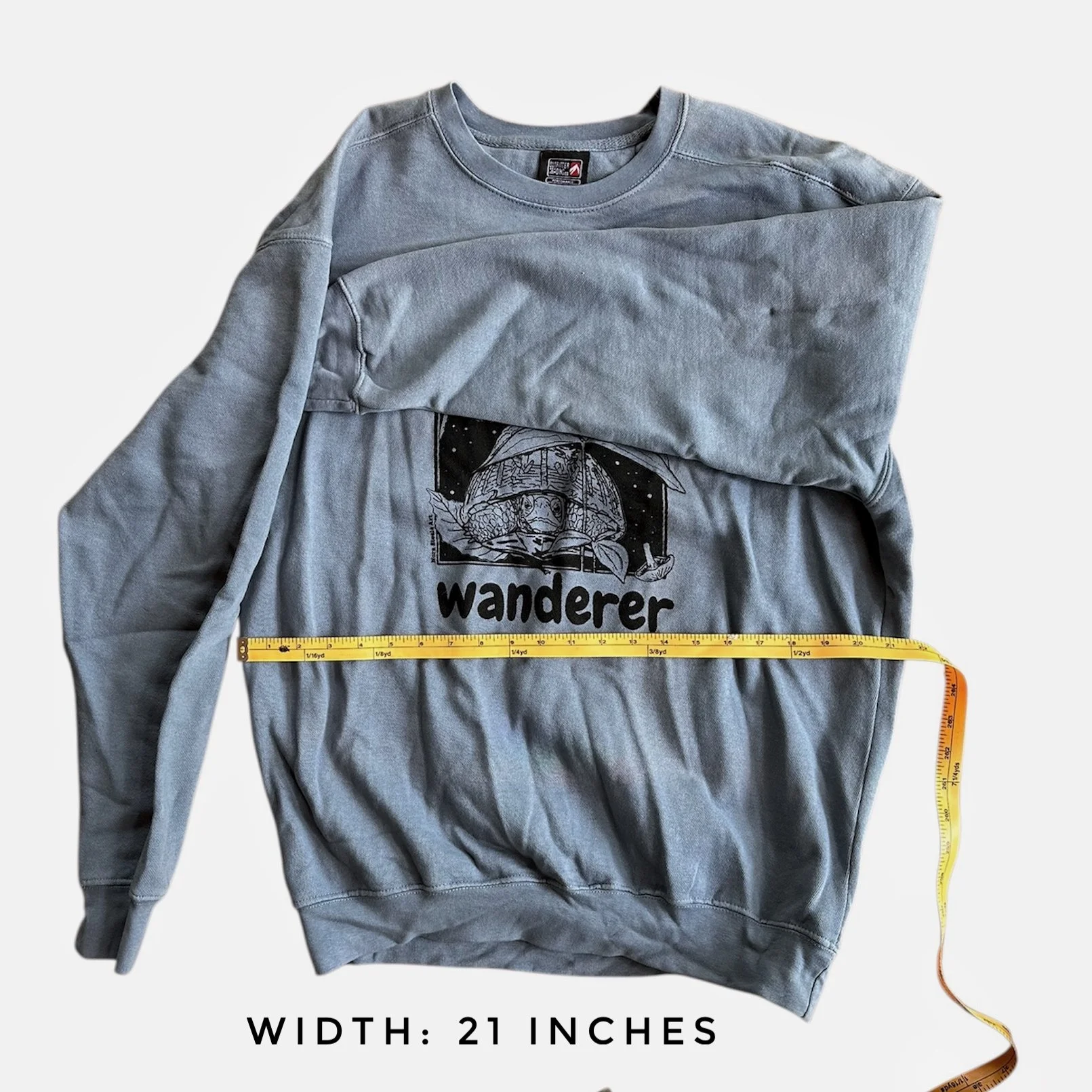 Sweatshirt width 21 inches