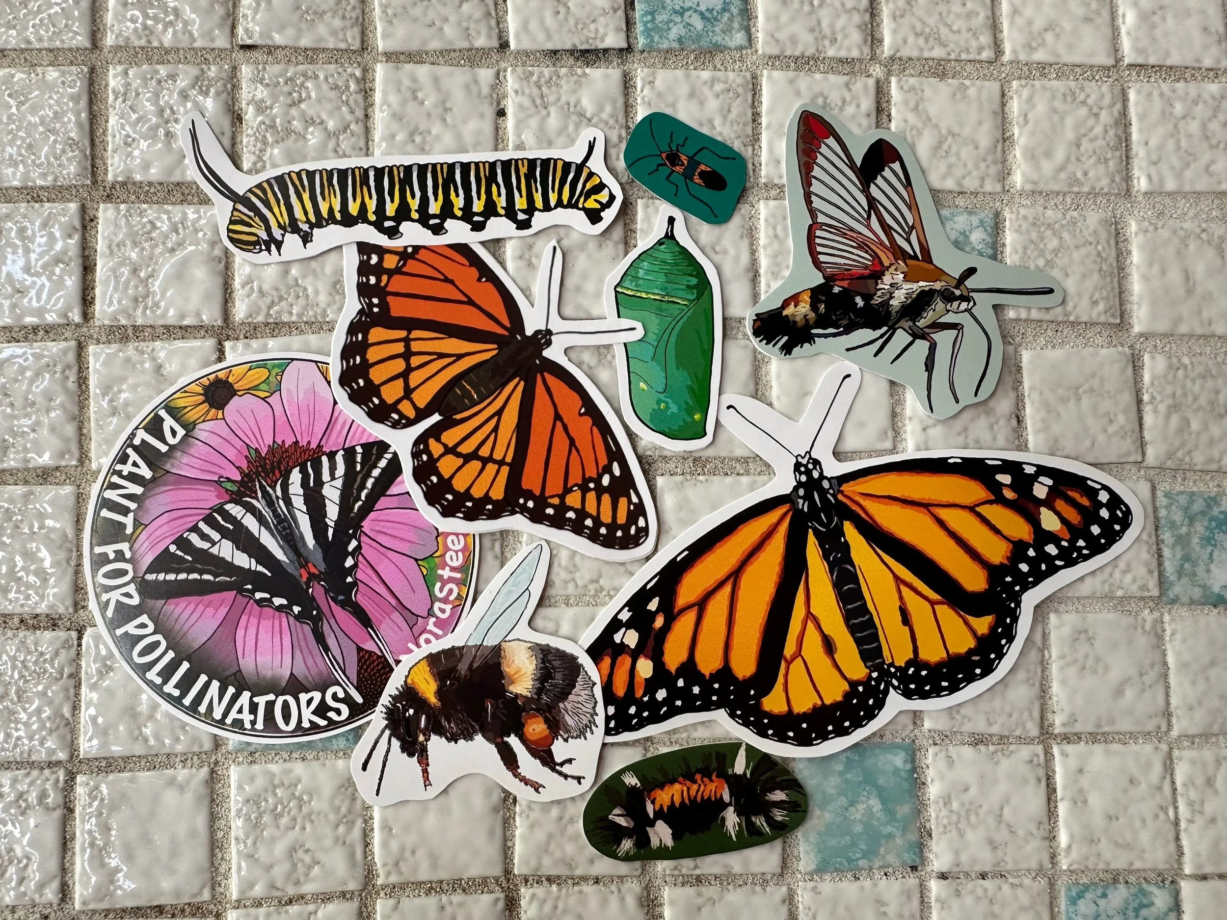 Monarch friends sticker pack with all the stickers spread out