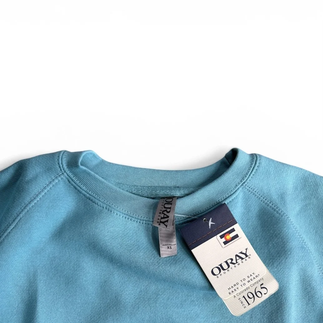 Sweatshirt tag saying "Ouray sportwear"