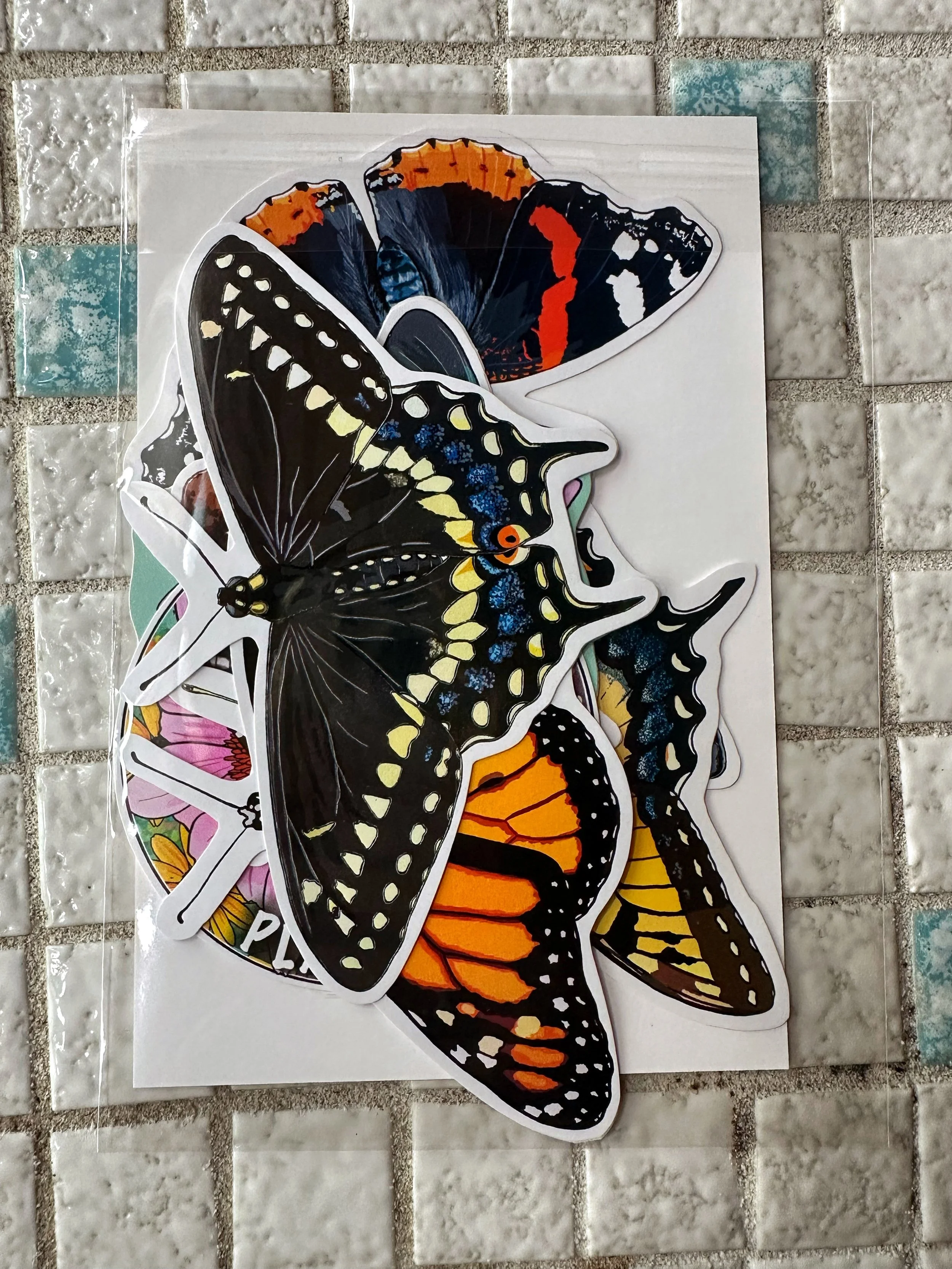 Garden butterflies sticker pack with stickers in it