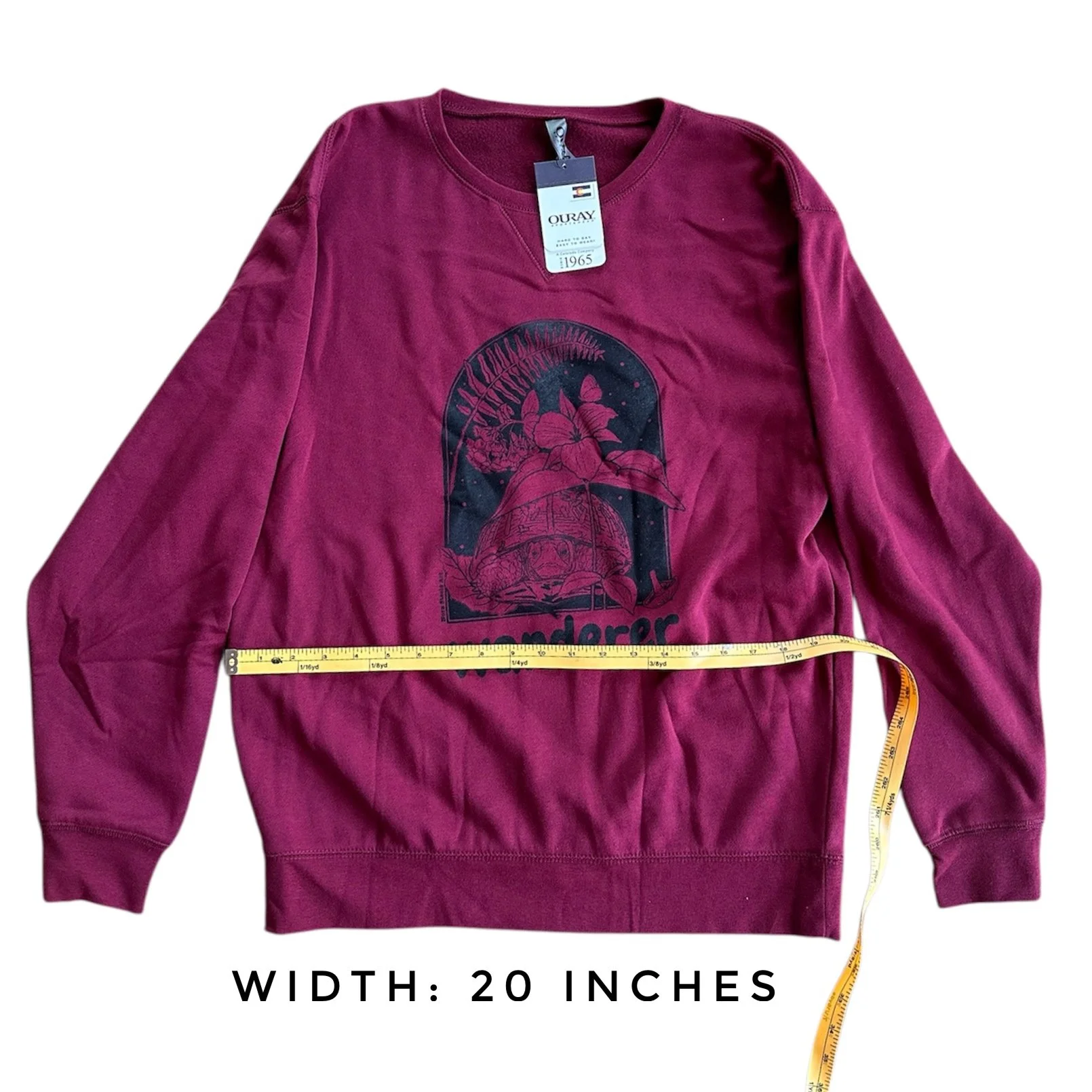 Sweatshirt width 20 inches