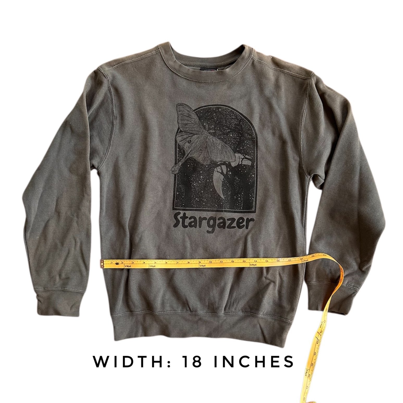 Sweatshirt width 18 inches