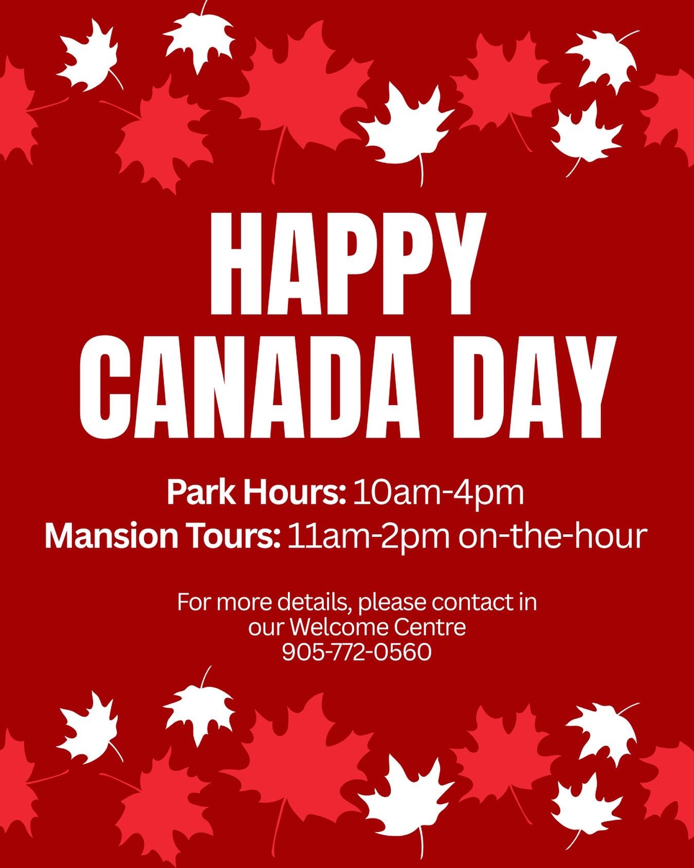 🇨🇦 Celebrate Canada Day at Ruthven Park National Historic Site! 🇨🇦

Wander through picturesque grounds, soak in river views, and step back in time with guided mansion tours offered every hour from 11 AM to 2 PM (regular admission rates apply).
Gr