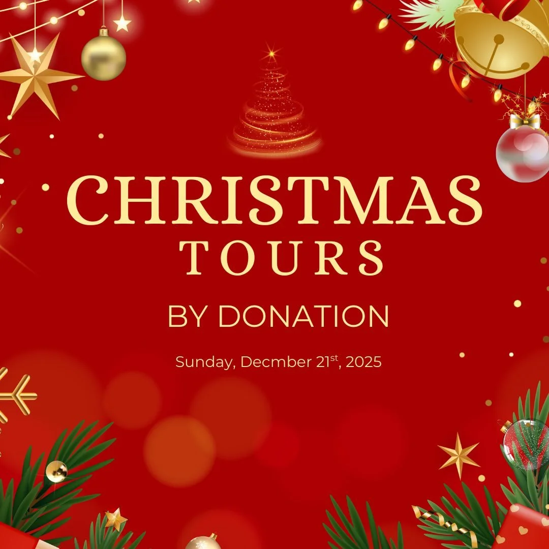 Holiday Tours by Donation 🎄✨
Sunday, December 21st, 2025

Celebrate the season at Ruthven Park and experience the magic of Christmas through the eyes of the Thompson family. Step inside the beautifully decorated historic mansion and our Victorian Pa