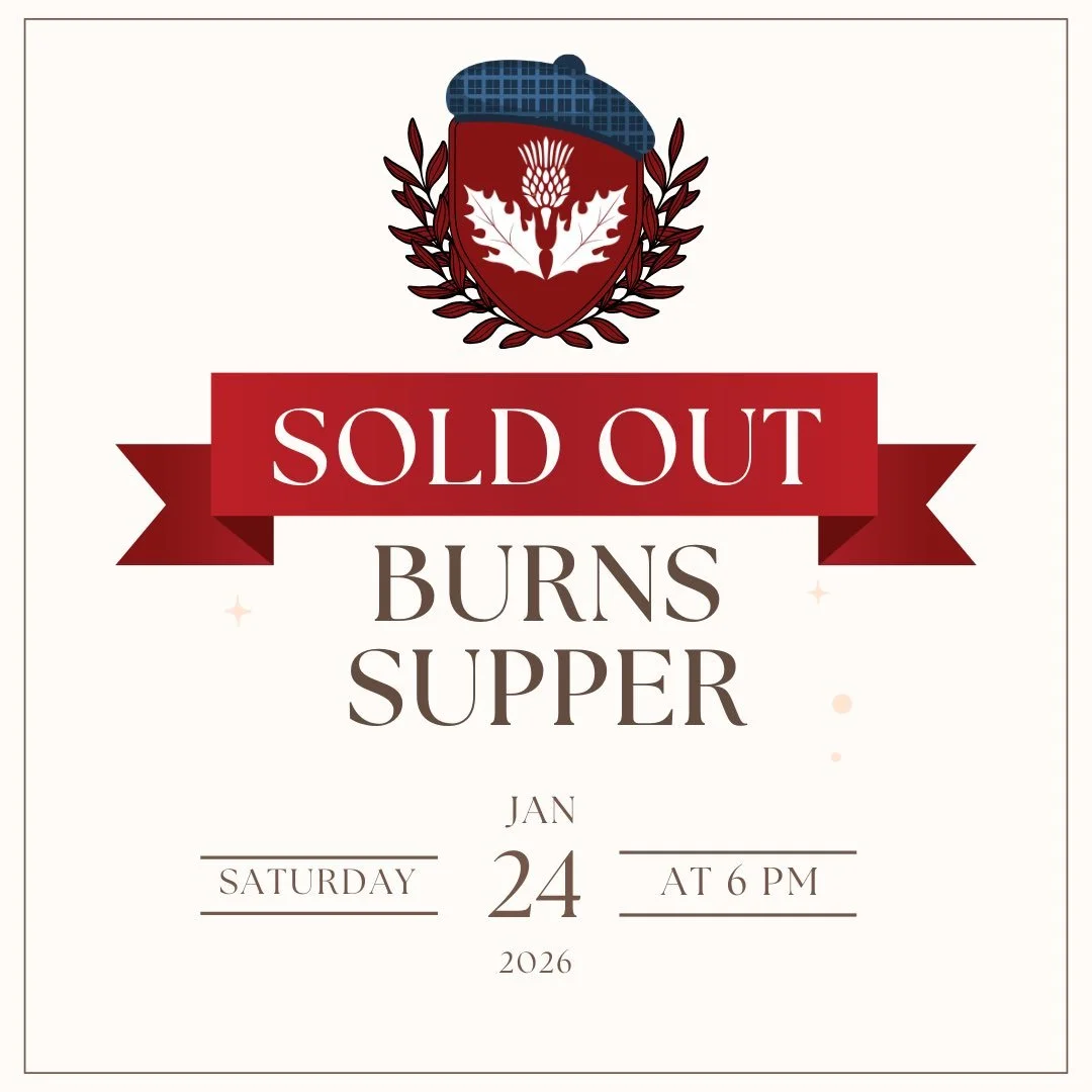 ✨ Burns Supper &mdash; SOLD OUT! ✨
Thank you to everyone who secured a seat at this year&rsquo;s celebration. We&rsquo;re thrilled to welcome a full house for an evening of Scottish tradition, poetry, music, and heritage at Ruthven Park.

Your enthus