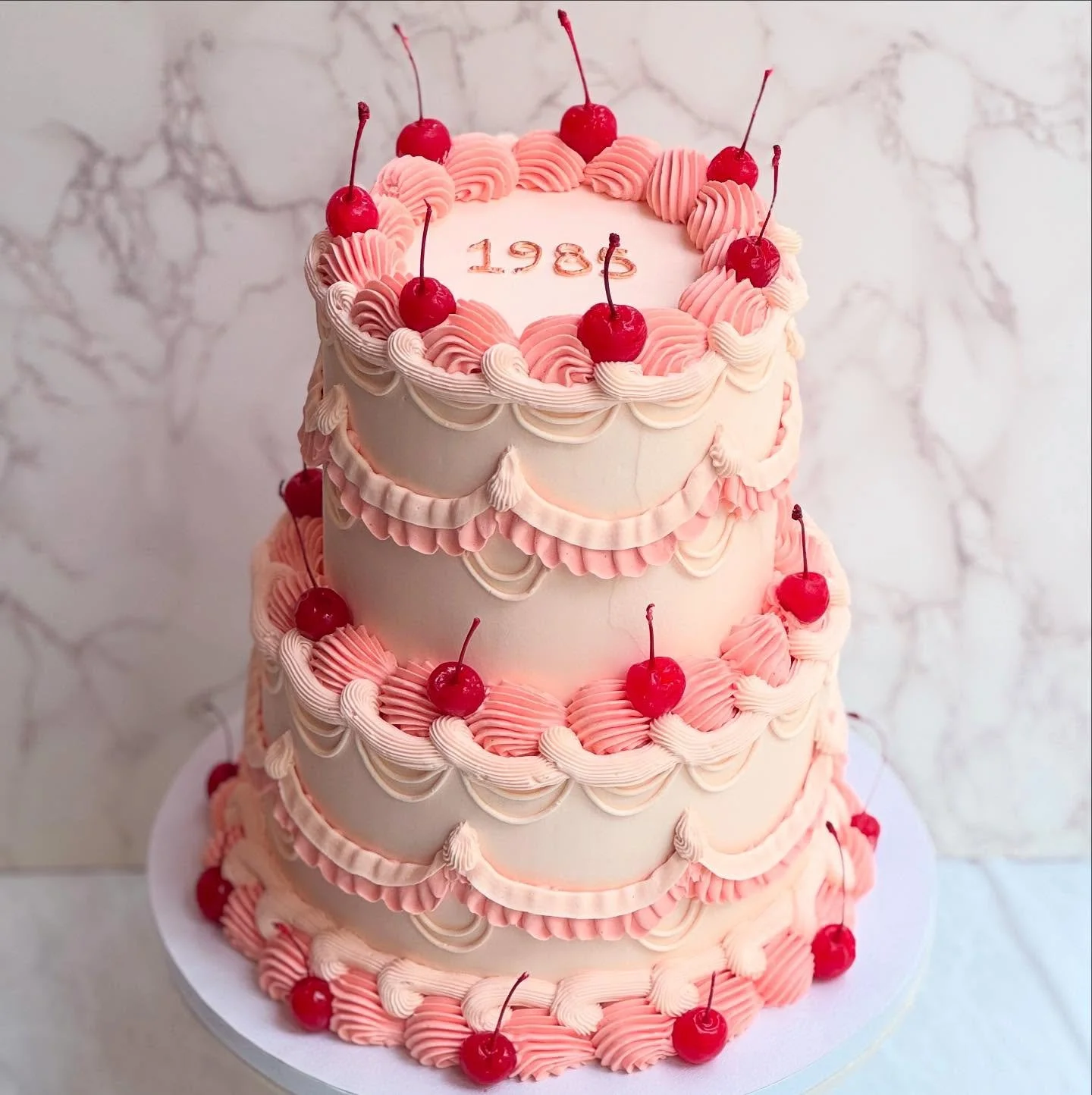 Vintage chocolate cake with black sesame buttercream - Happy 40th!