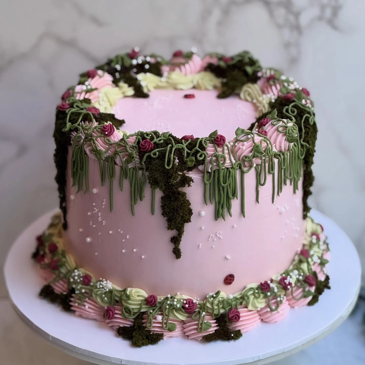 Mossy, woodsy, fairy cake 🧚&zwj;♀️

Inside is confetti cake with chocolate buttercream
