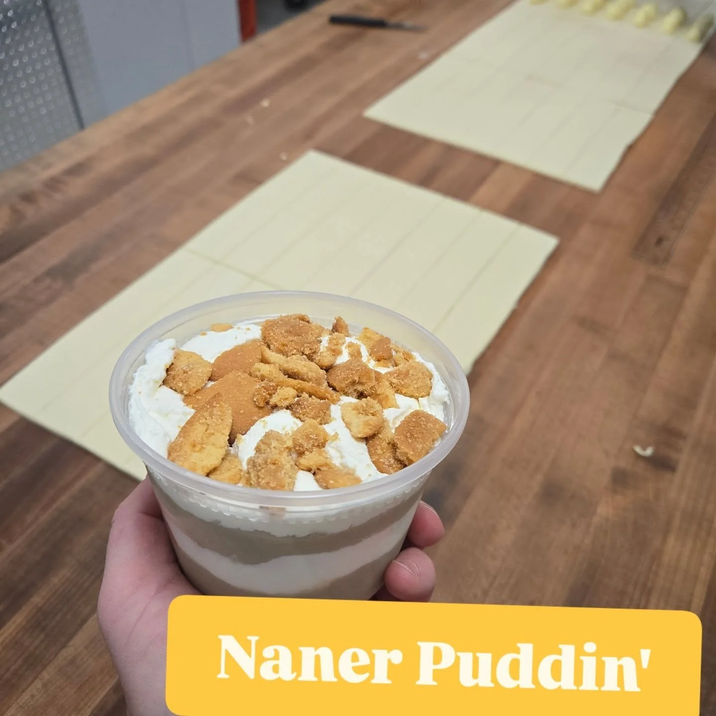 Naner Puddin

Roasted Banana
Whoop
Salted Caramel
Nilla Wafer Crunch
