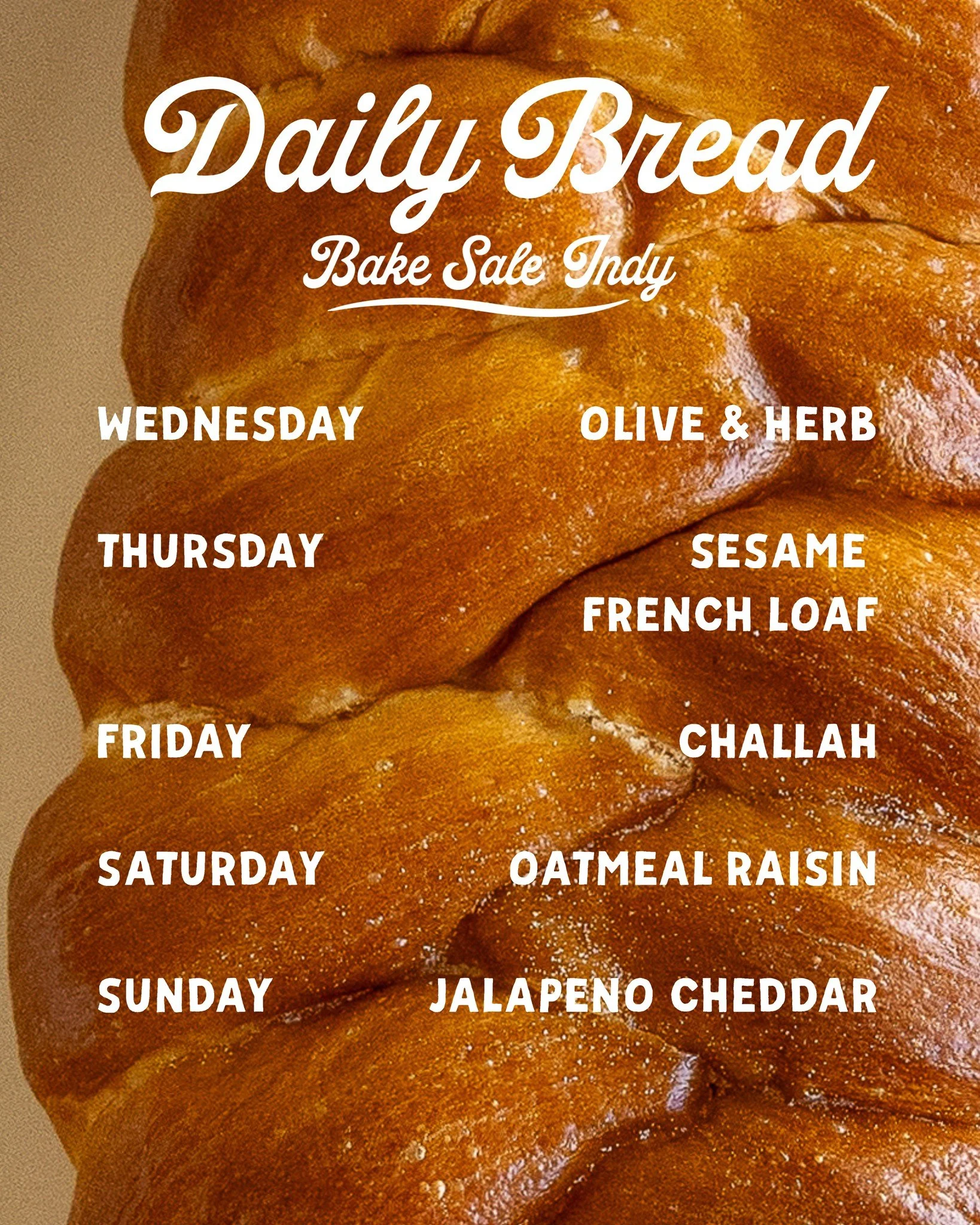 Current bread schedule! 

Baked daily:  sourdough, 3 seed whole wheat sourdough, cherry pecan sourdough, French loaves, and traditional baguettes.