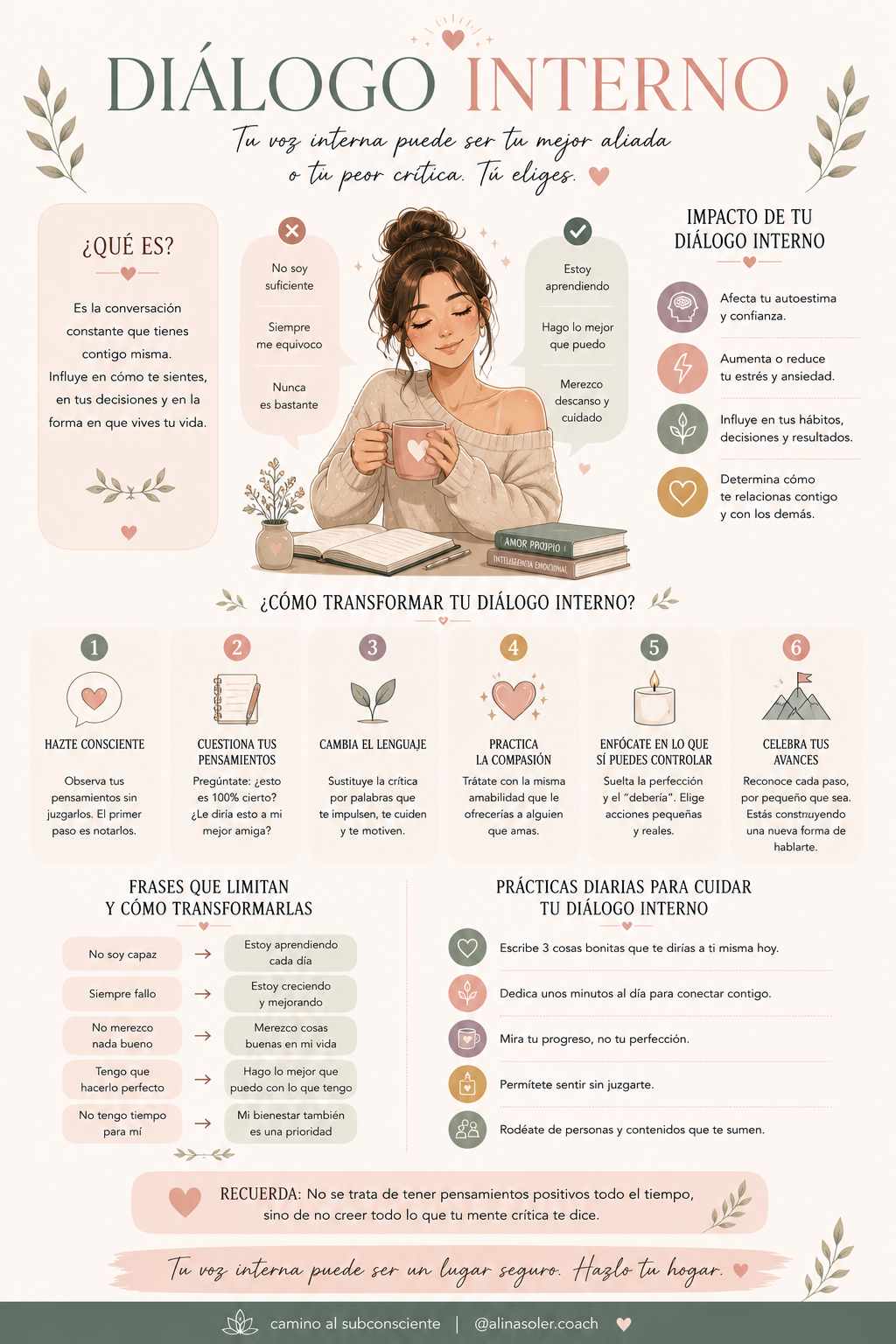 Diálogo interno: cómo transformar tu voz interior y dejar de hablarte con crítica constante.
Descubre qué es el diálogo interno, cómo influye en tu autoestima y herramientas prácticas para cambiar tus pensamientos y construir una relación contigo más