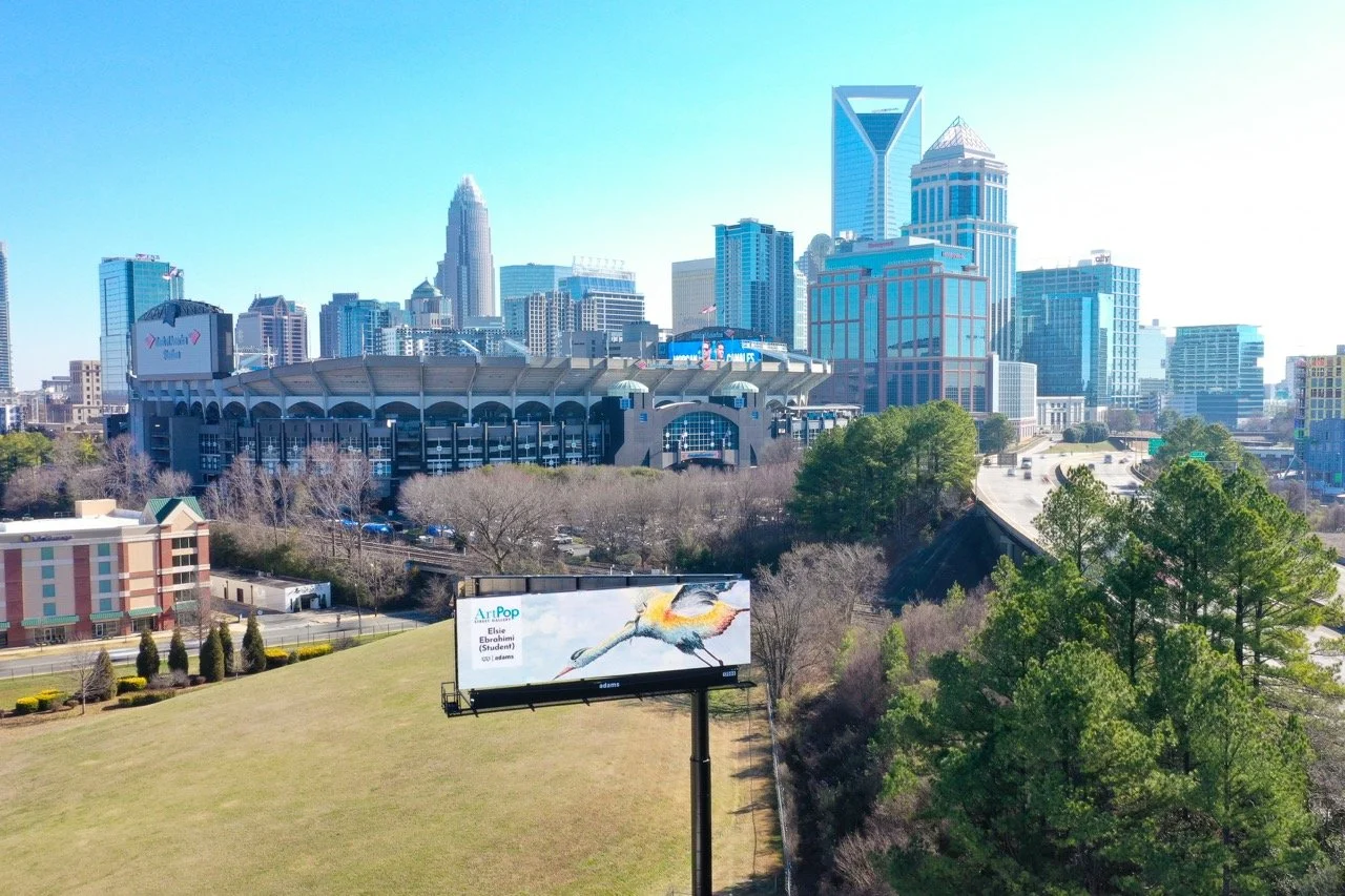 ArtPop Street Gallery Cities Program Class of 2024 Adams Digital Billboard Charlotte NC Skyline Elsie Ebrahimi.jpeg