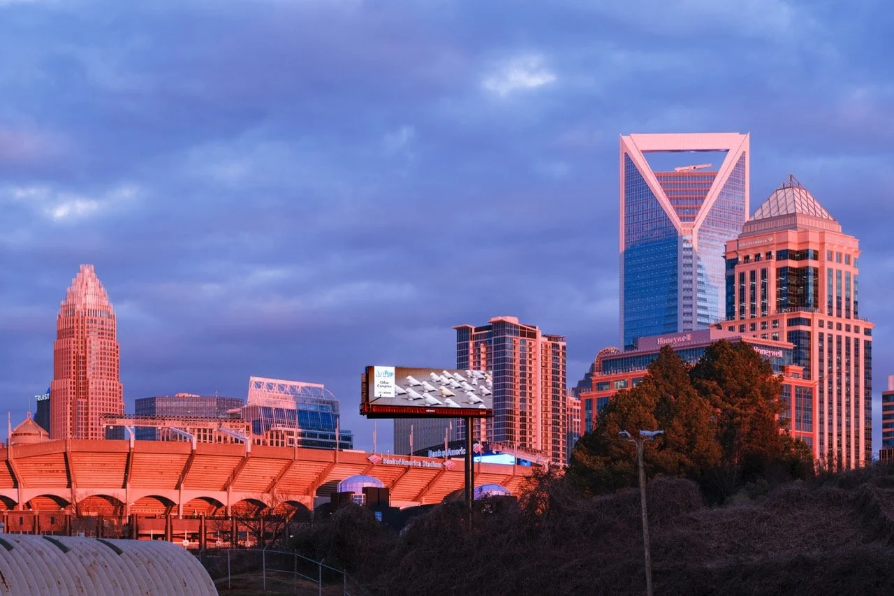 ArtPop Street Gallery Cities Program Class of 2024 Adams Digital Billboard Charlotte NC Skyline Dusk Chloe Compton.jpeg