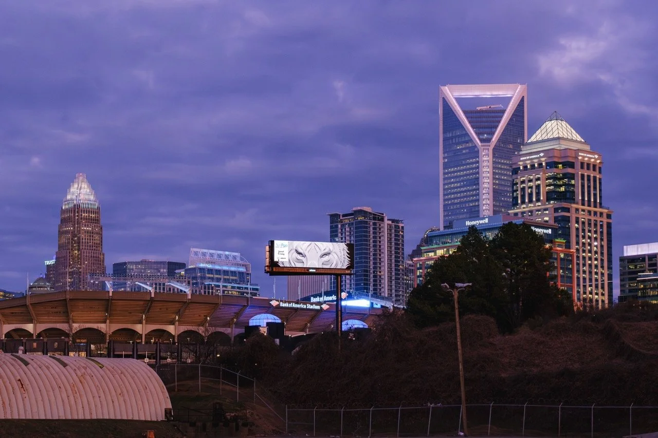 ArtPop Street Gallery Cities Program Class of 2024 Adams Digital Billboard Charlotte NC Skyline Dusk Janet Croog.jpeg